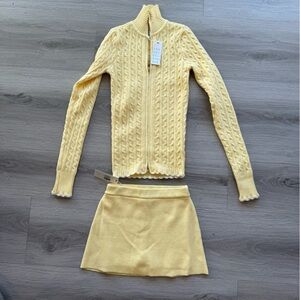 Frankie's Bikinis Light Yellow Cable Knit Cardigan